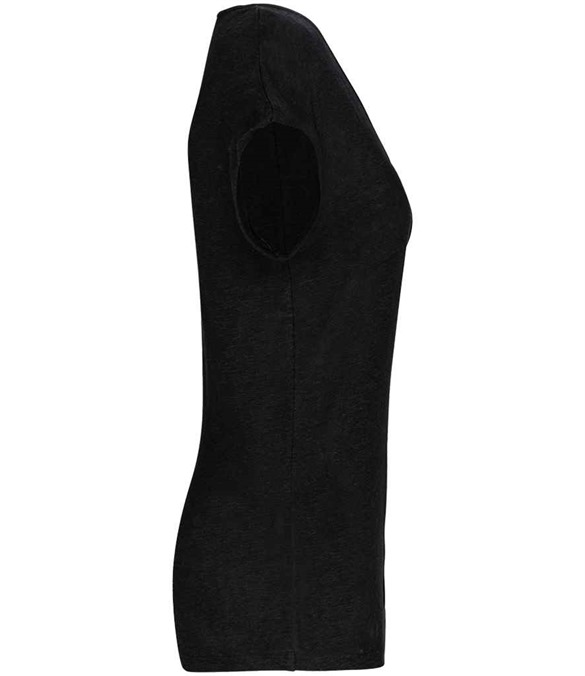 Spasso Ladies V Neck Linen T-Shirt