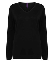 Henbury Ladies Lightweight Cotton Acrylic V Neck Sweater